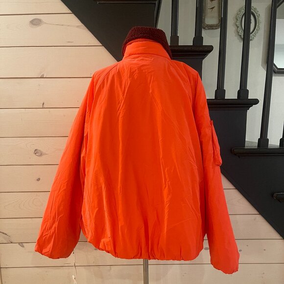 033 Free People Outpost Bomber Jacket-Cherry Tomato Combo NWT Size Large - Picture 8 of 11